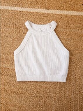 Aerie white ribbed high neck tank (size M, never worn)